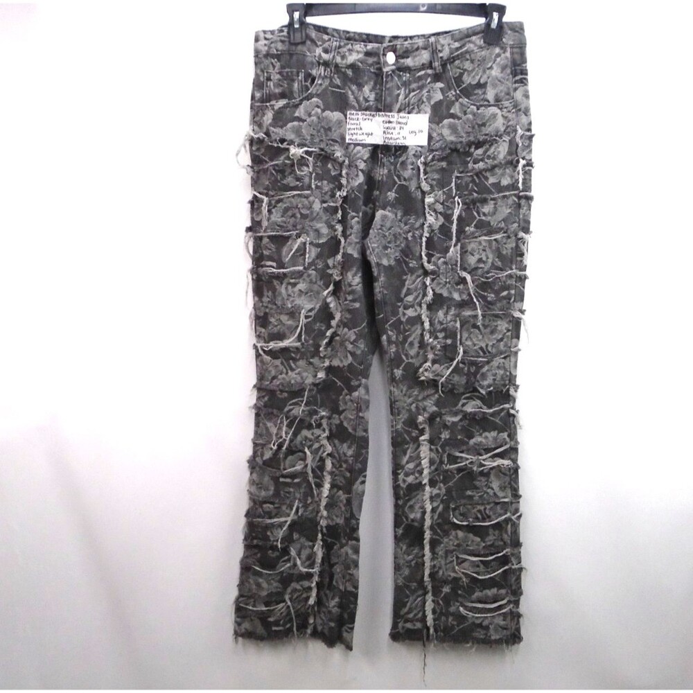 Men Streetwear Avant Garde Size M 34x31 Japanese Style Cargo Baggy Washed Pants